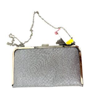 Kate Landry Evening Bag Silver with Removable Chain Strap